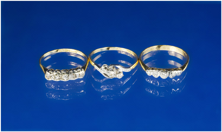 Appraisal: Carat Gold Diamond Rings five stone rings and three stone