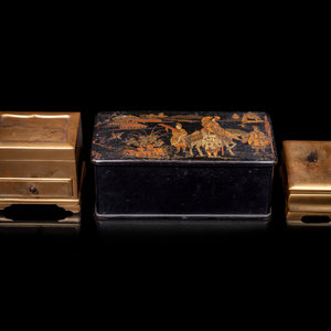 Appraisal: Three Gilt Lacquer Scholar's Objects TH- TH CENTURY the first