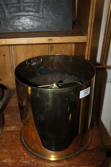 Appraisal: A HEAVY BRASS BUCKET together with two Georgian brass chamber