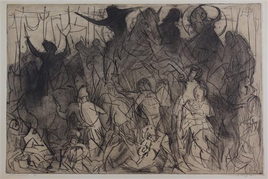 Appraisal: Sale Lot Artist Unknown th century Battle Scene graphite on