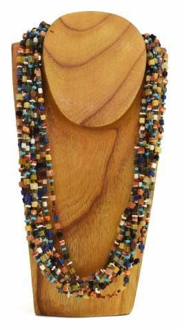 Appraisal: Native American ten-strand beaded necklace having heishi and square stone