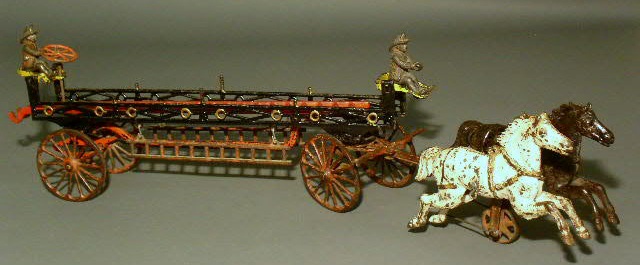 Appraisal: Ives cast iron Phoenix horse drawn ladder wagon c h