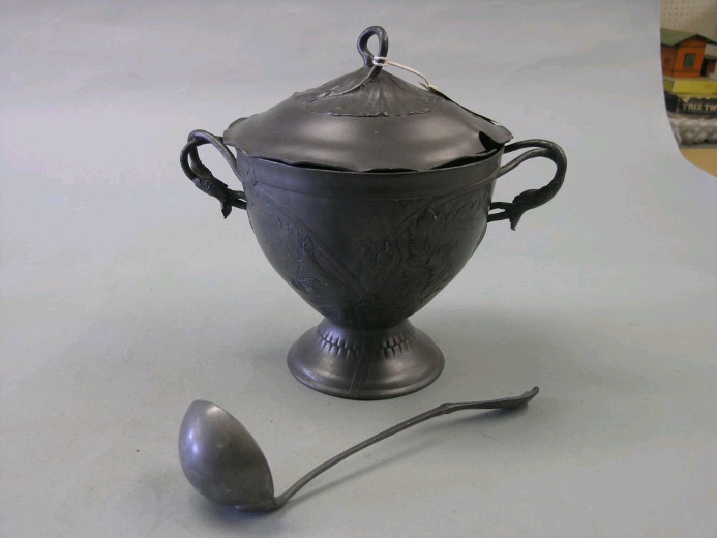 Appraisal: A Kayserzinn pewter soup tureen with cover and ladle with