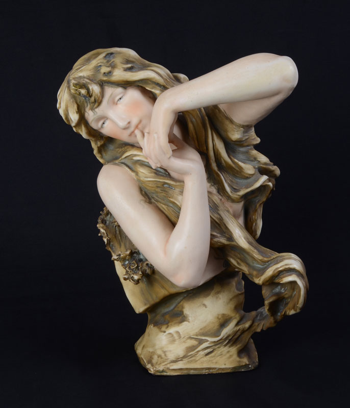 Appraisal: AMPHORA PORCELAIN ART NOUVEAU MAIDEN BUST Figural bust of a