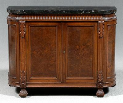 Appraisal: Renaissance Revival marble-top server variegated black marble top acanthus carved