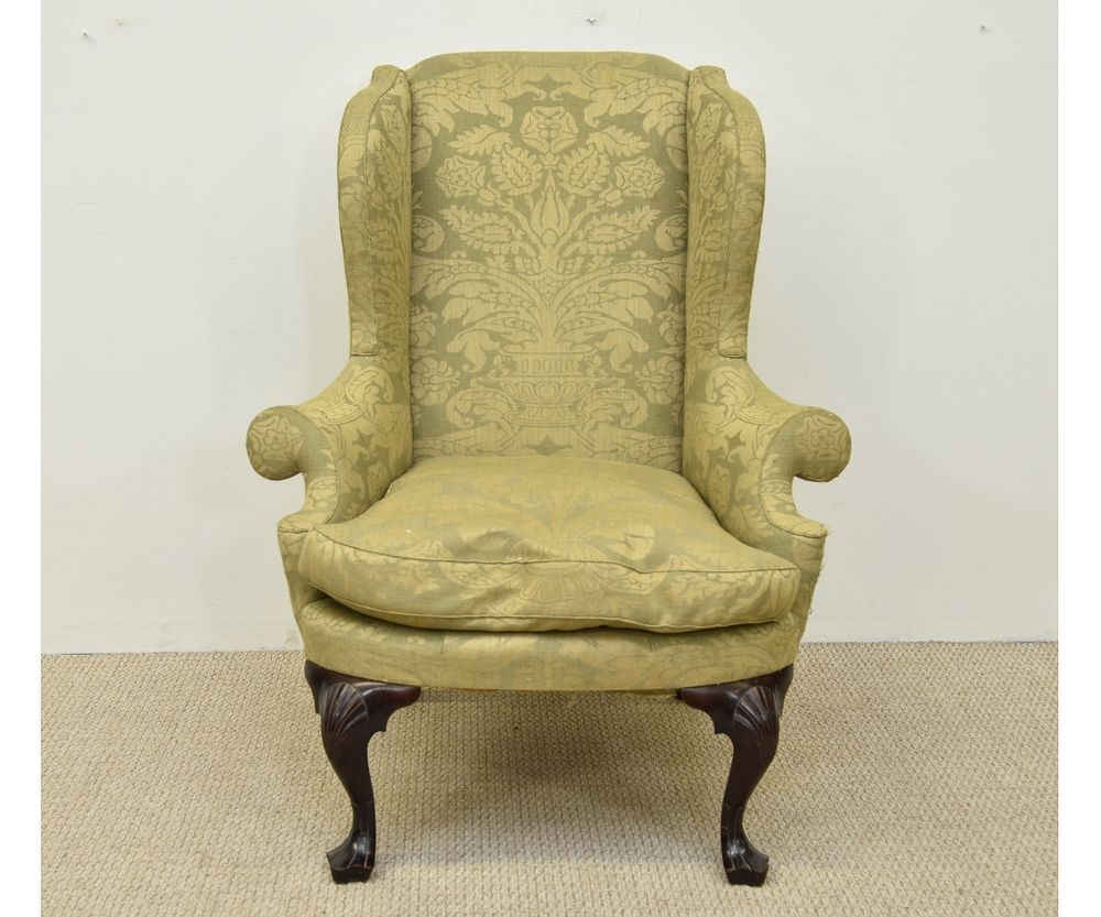 Appraisal: Philadelphia Queen Anne Style Wing Chair Fine Philadelphia mahogany Queen