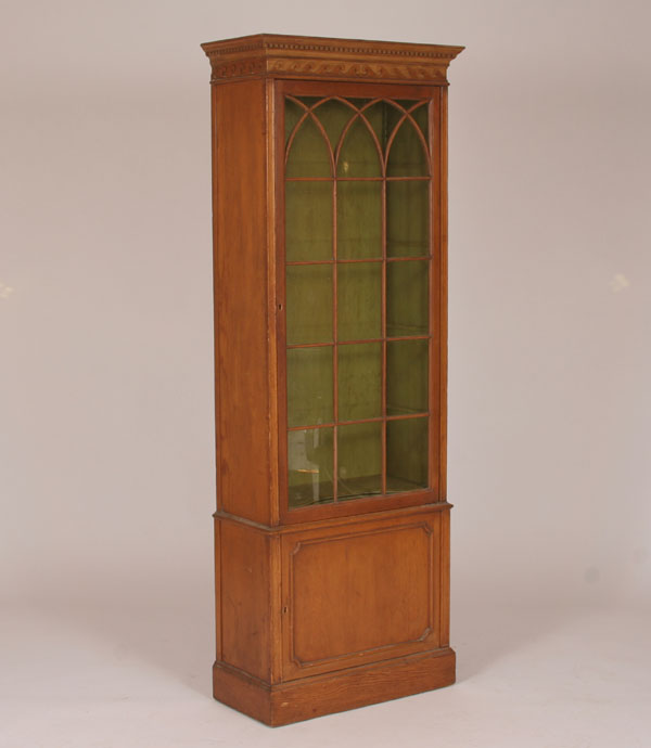 Appraisal: Victorian bookcase display cabinet -light bentwood Gothic cathedral trim single