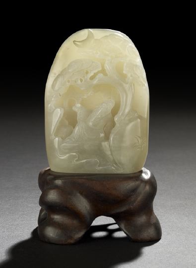 Appraisal: Chinese Well-Carved Jade Figure of a Scholar depicted in a