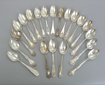 Appraisal: A Group of Twenty Sterling Silver Teaspoons American Various Makers