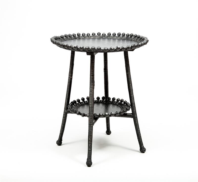 Appraisal: Ebonized Wicker End Table Mitchell Gold and Bob Williams x