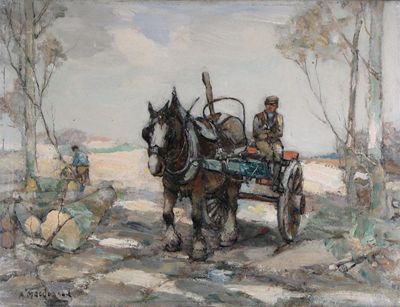 Appraisal: Arthur MacDonald Scottish fl - Woodmen and logging cart in