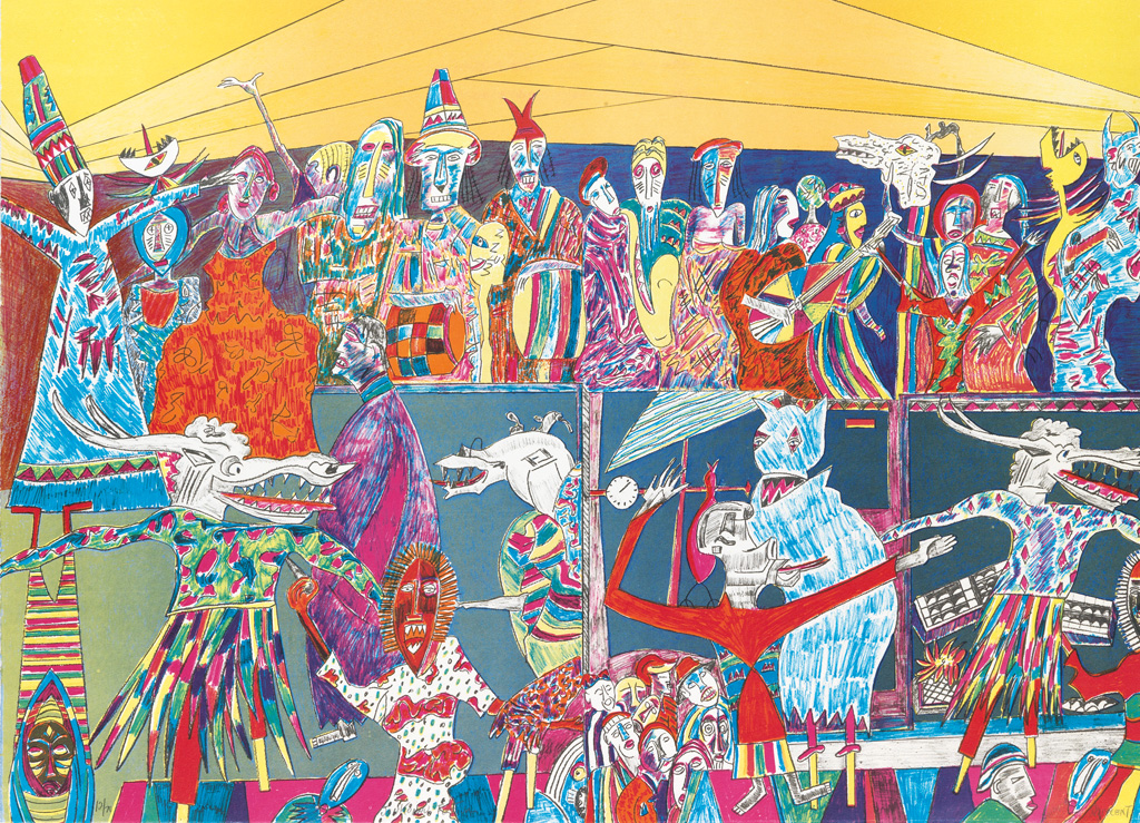 Appraisal: VINCENT SMITH - Jonkonnu Festival Color offset lithograph x mm