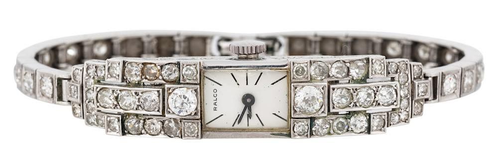 Appraisal: RALCO ART DECO DIAMOND WATCH SWISS CIRCA RALCO ART DECO