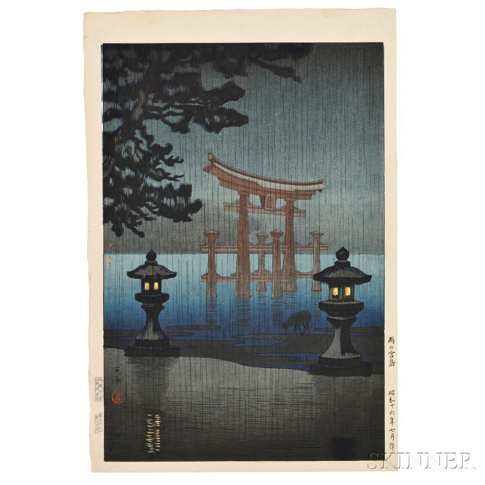 Appraisal: Tsuchiya Koitsu - Miyajima in the Rain Japan July color