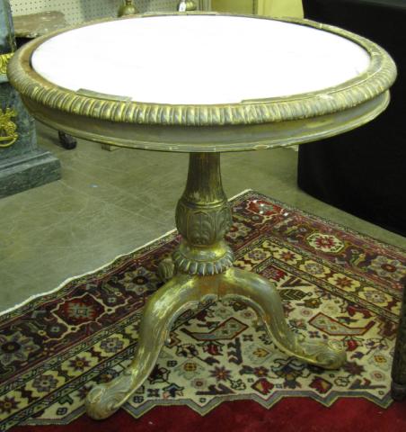 Appraisal: Vintage French marble top occasional table with single pedestal tri-pod