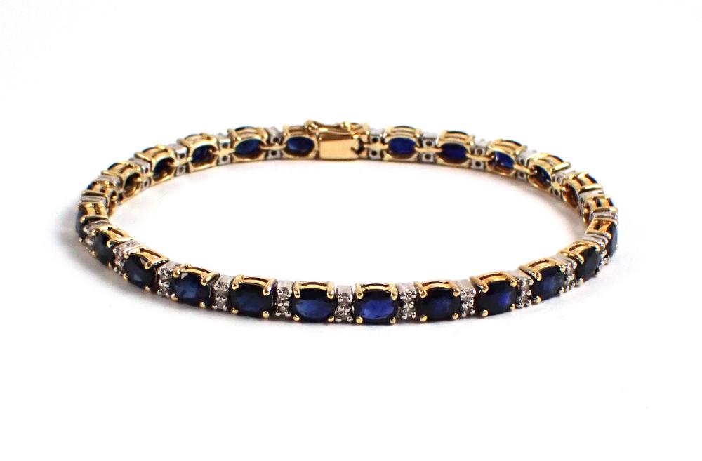 Appraisal: SAPPHIRE DIAMOND AND FOURTEEN KARAT GOLD BRACELET The k yellow