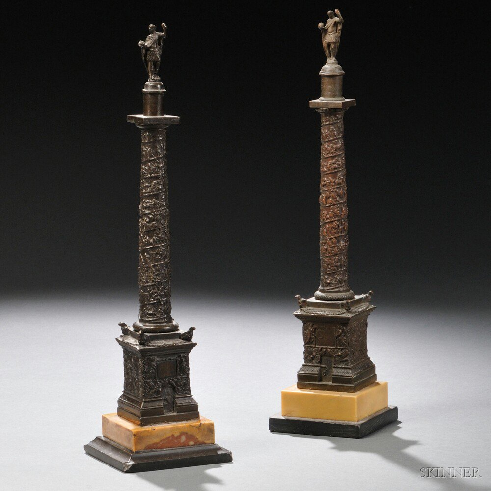 Appraisal: Two Grand Tour Bronze Models of Trajan's Column Italy first