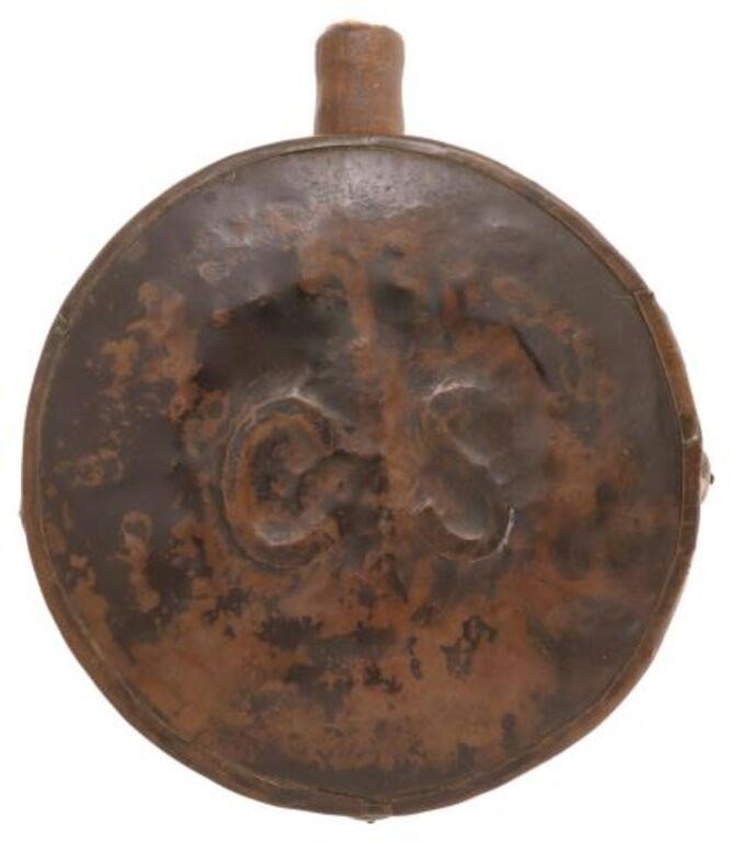 Appraisal: Copper drum form canteen marked at one side in repousse