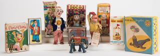 Appraisal: Lot of Seven Boxed Vintage Circus Toys Mid-twentieth century German