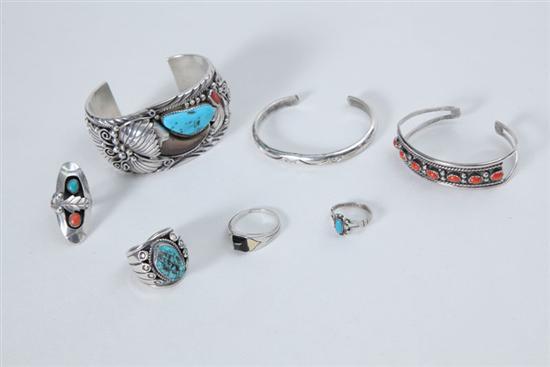 Appraisal: SEVEN PIECES OF INDIAN JEWELRY Lot includes a large Sterling