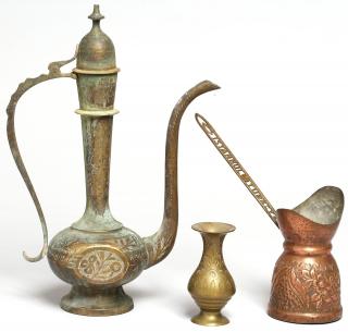 Appraisal: Turkish Middle Eastern Metal Pieces Comprising a Turkish hammered copper