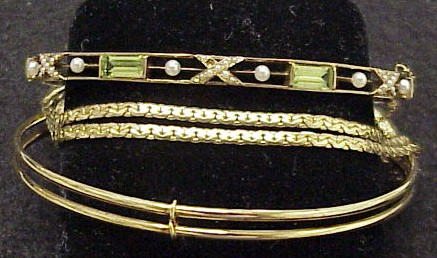 Appraisal: JEWELRY K yellow gold double flat byzantine link bracelet inches