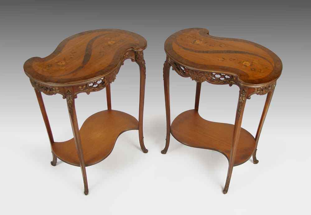 Appraisal: MATCHED PAIR VICTORIAN CARVED STANDS ''S'' shaped top with floral