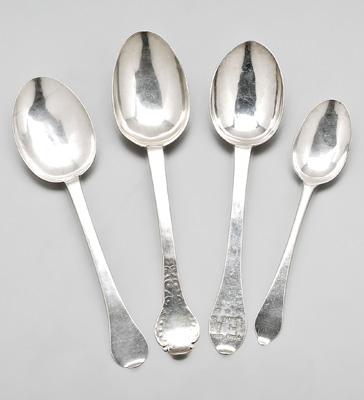 Appraisal: th century English silver spoons four spoons with oval bowls