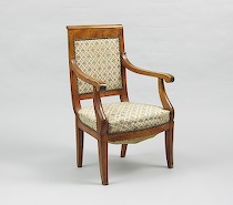 Appraisal: French Empire-style Armchair ca Elegant Empire-style chair with curved armrests