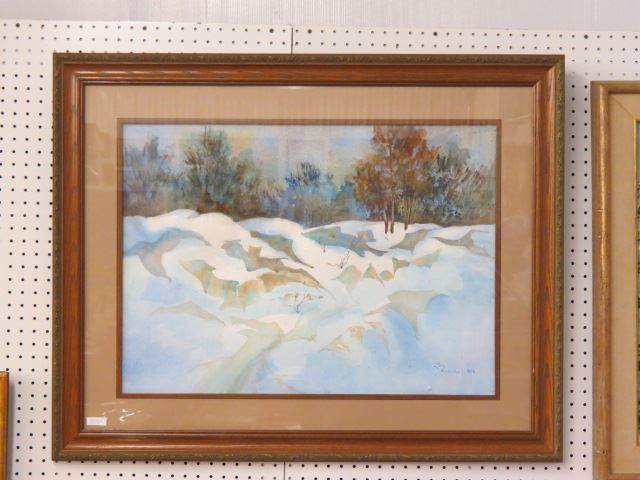 Appraisal: Lois Marshall watercolor winter landscape well listed Canadian artist X