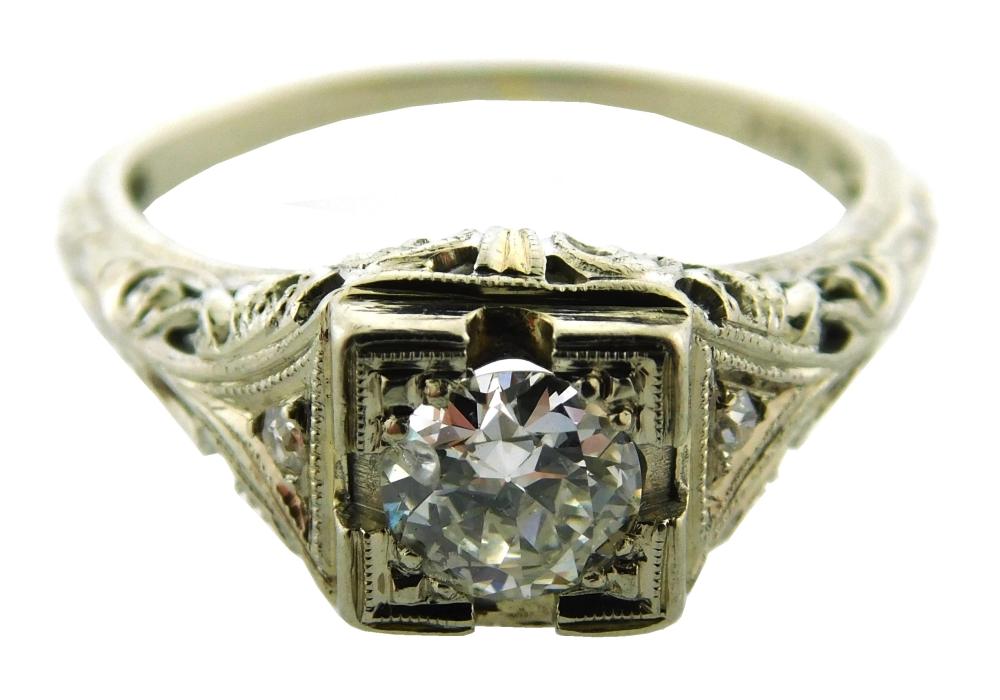 Appraisal: JEWELRY K Edwardian Diamond Ring mounting stamped K white gold