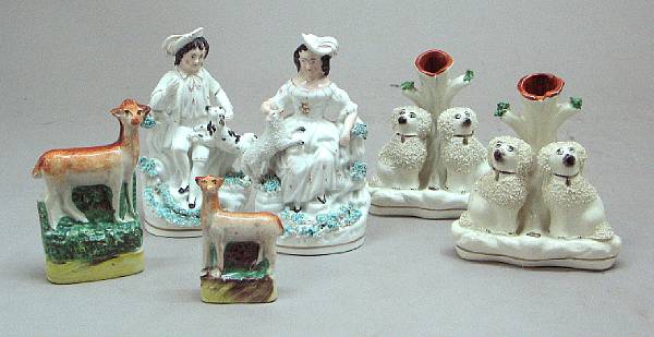 Appraisal: Four Staffordshire ceramic figures and animals second half th century