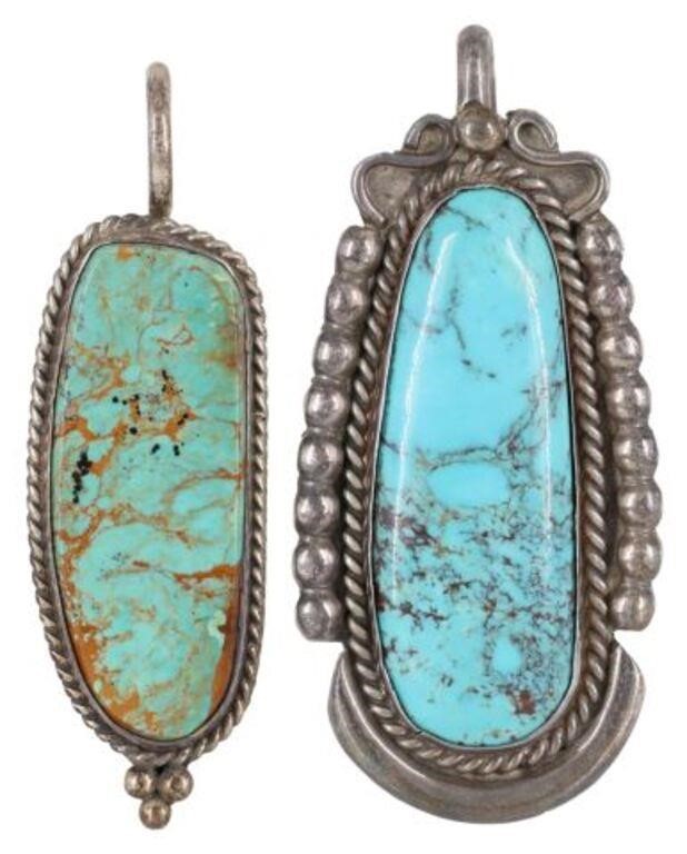 Appraisal: lot of Native American sterling silver and turquoise pendants including