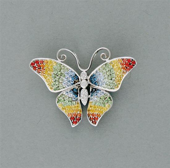 Appraisal: Gemstone butterfly brooch multi-colored gemstones set in K white gold