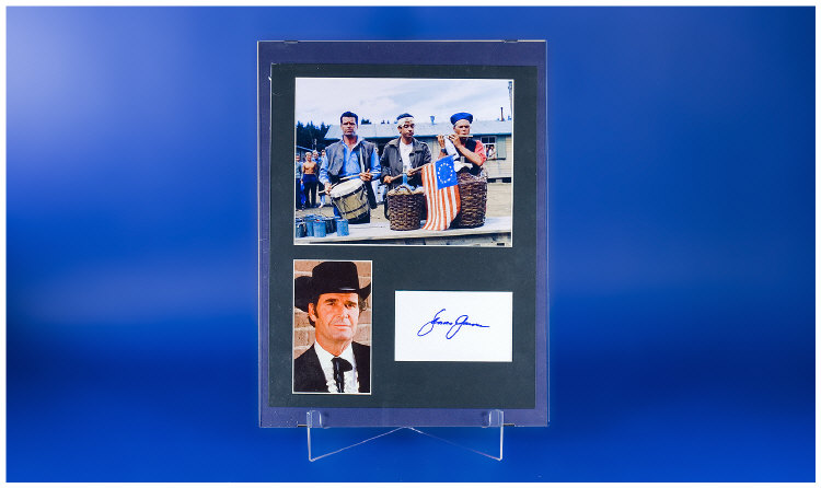 Appraisal: James Garner Signed Montage Two Photos And A Signature