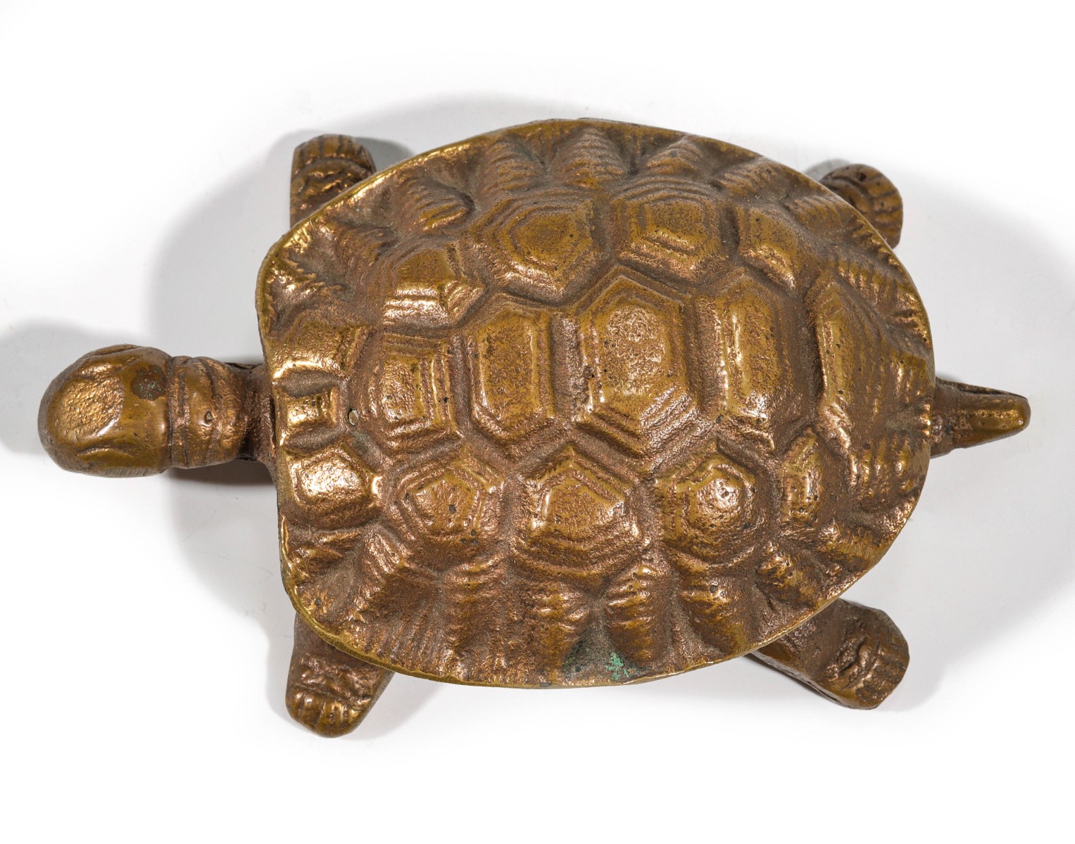 Appraisal: BRASS TURTLE ADVERTISING MATCH SAFE C EARLY TH C Brass