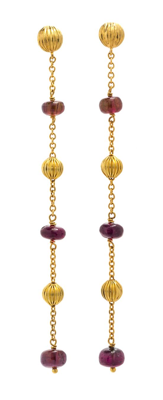 Appraisal: Sale Lot A Pair of Karat Yellow Gold and Garnet