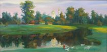 Appraisal: Konstantine Russian Contemporary Lake view Oil on canvas framed signed