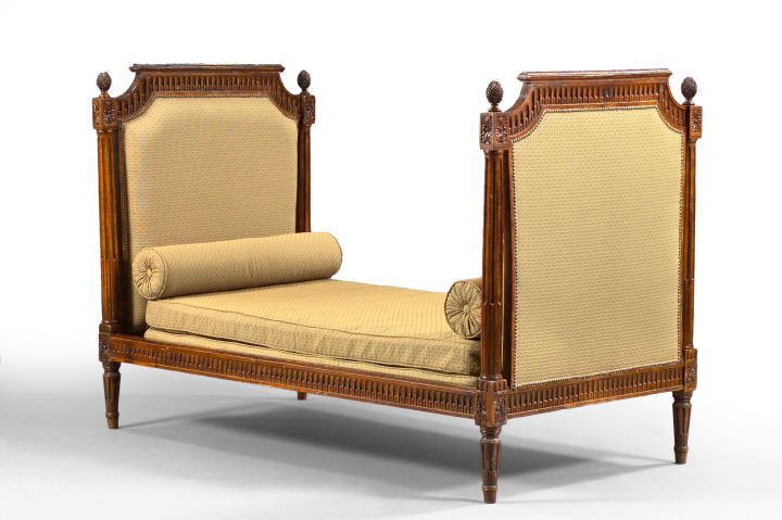 Appraisal: Louis XVI-Style Fruitwood Lit du Jour the cushioned bolstered seat