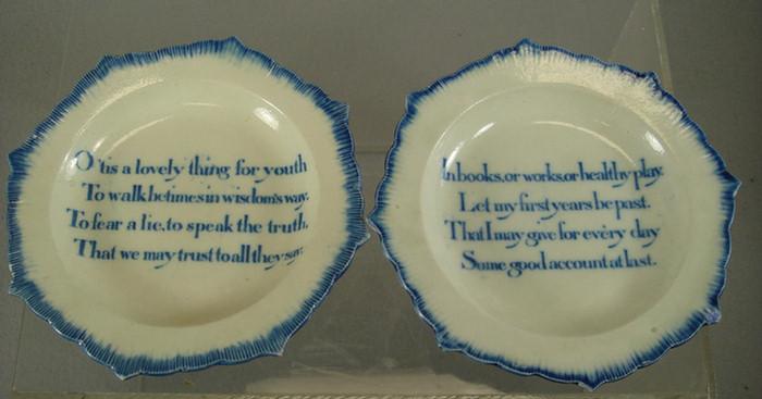 Appraisal: Leeds pearlware motto plates blue feather edge diameter with small