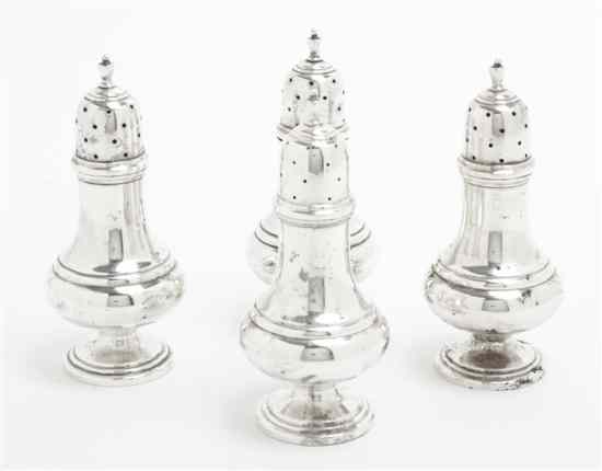 Appraisal: Four American Sterling Silver Casters Mueck-Carey Co of baluster form