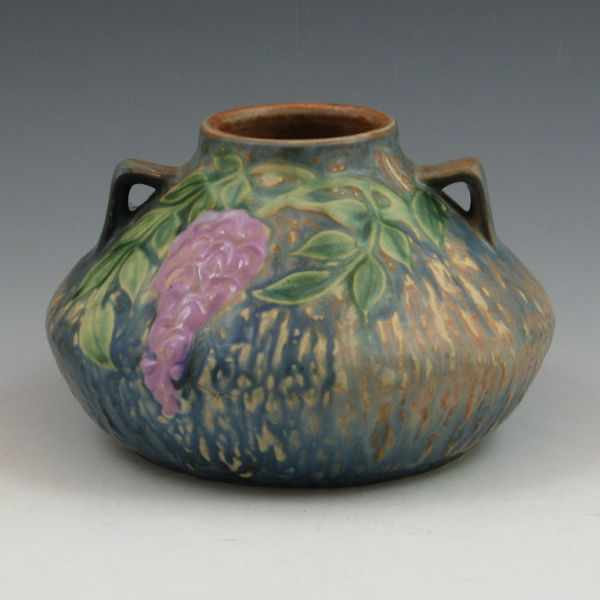 Appraisal: Roseville Wisteria - '' squat vase in blue Marked with