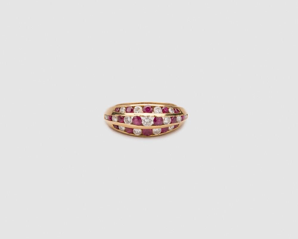 Appraisal: K Yellow Gold Diamond and Ruby Ring K Yellow Gold