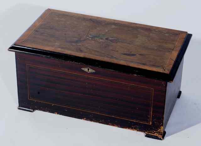 Appraisal: A TH CENTURY SWISS CYLINDER MUSIC BOX the crossbanded rosewood