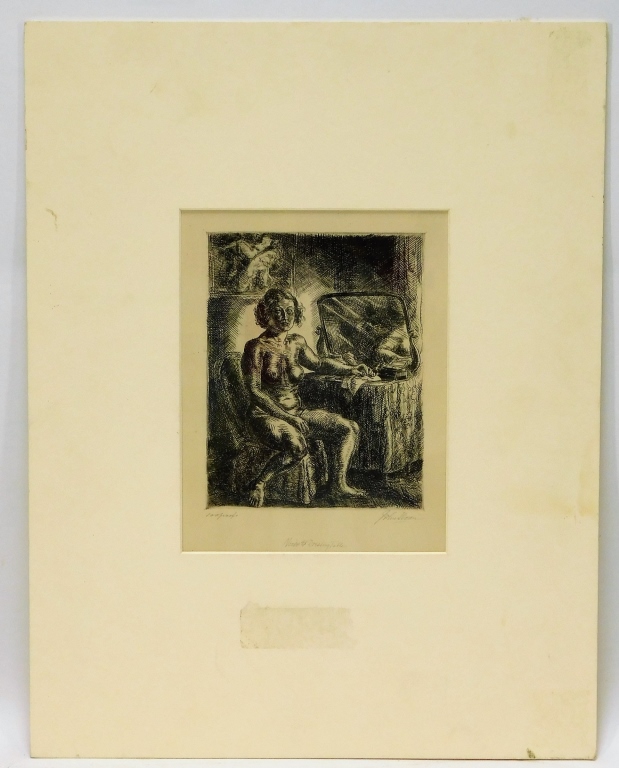 Appraisal: JOHN SLOAN ASHCAN SOCIAL REALIST NUDE ETCHING New Hampshire Pennsylvania