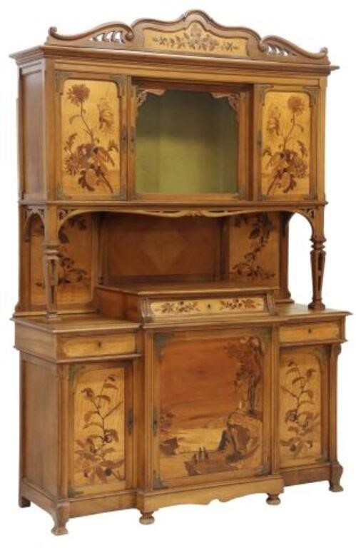 Appraisal: French Art Nouveau breakfront bookcase sideboard School of Nancy c