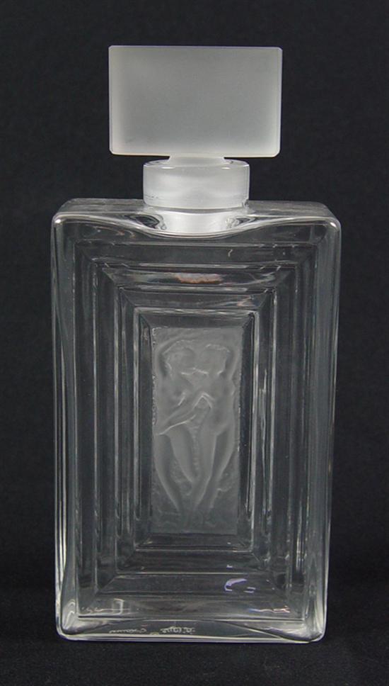 Appraisal: Lalique Perfume Bottle Clear glass perfume bottle with frosted panels