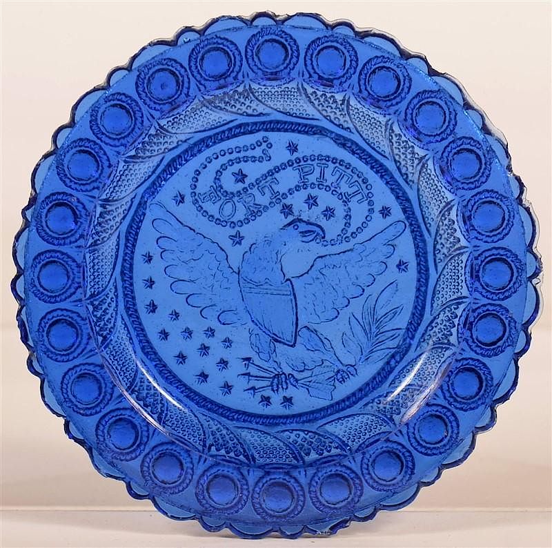 Appraisal: Very Rare Fort Pitt Eagle Dark Blue Cup Plate Very