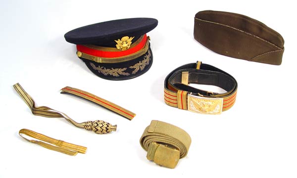 Appraisal: IDENTIFIED WWI COLONEL DRESS HATS AND BELTS Identified to Col