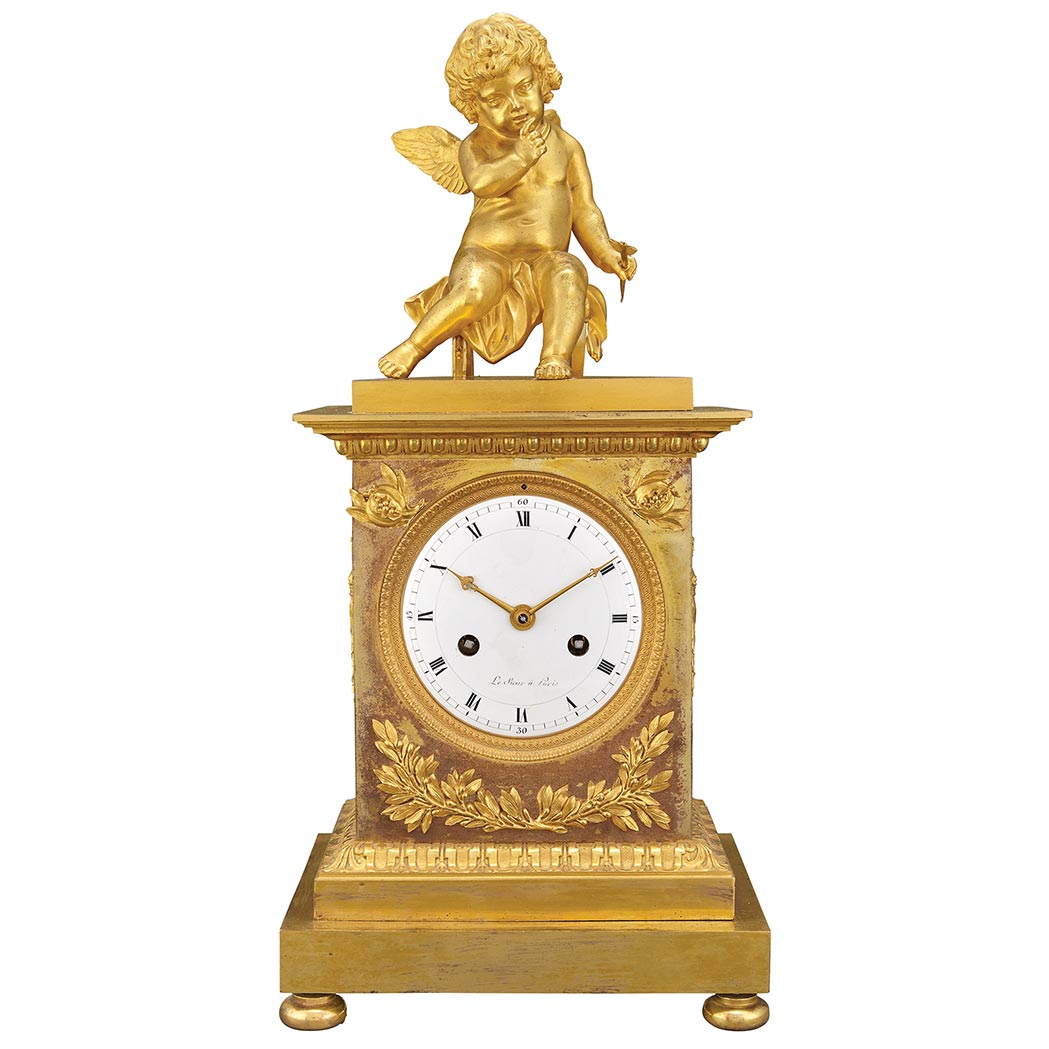 Appraisal: Empire Gilt-Bronze Bracket Clock Early th century The white enamel